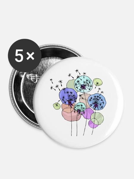 Löwenzahn - Buttons groß 56 mm (5er Pack) - Weiß