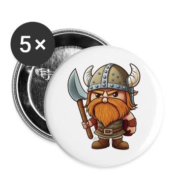 Nordische Niedlichkeit: Süßer Cartoon-Wikinger - Buttons groß 56 mm (5er Pack) - Weiß - Vorne