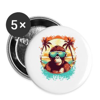 Monkey Business am Strand: Einzigartiger Sommerurlaub - Buttons groß 56 mm (5er Pack) - Weiß - Vorne