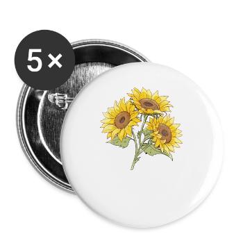 Floral Flowers Lover Yellow Sunflower Cool Summer - Buttons large 2.2''/56 mm (5-pack) - white - Front