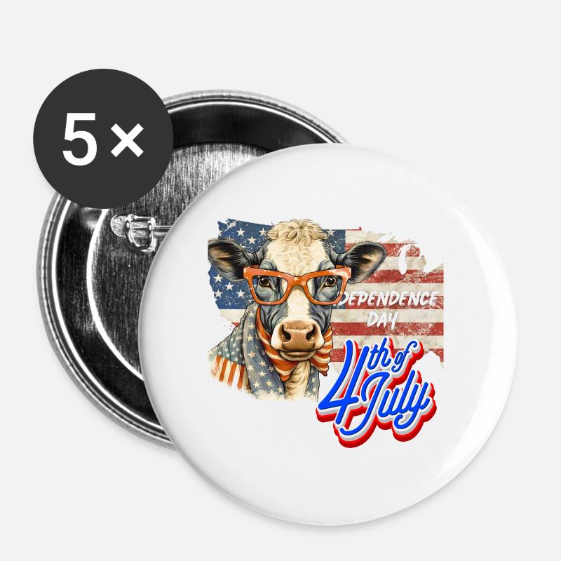 July 4 - U.S. Independence Day - Buttons large 2.2''/56 mm (5-pack) - white