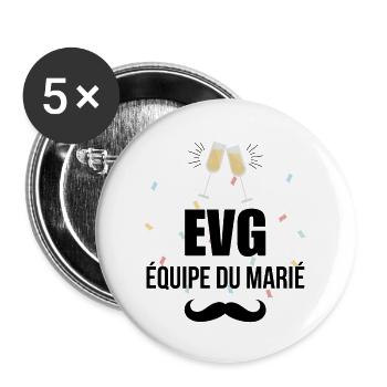 EVG équipe du marié - Lot de 5 grands badges (56 mm) - blanc - Devant