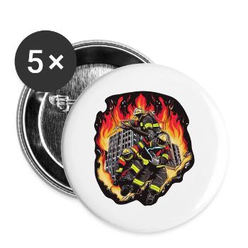 FEUERWEHRLEUTE RETTEN - Buttons groß 56 mm (5er Pack) - Weiß - Vorne