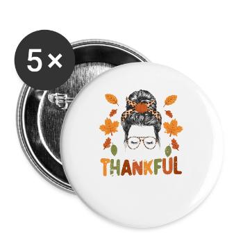 Eine dankbare Oma Thanksgiving Day Herbst Saison - Buttons groß 56 mm (5er Pack) - Weiß - Vorne