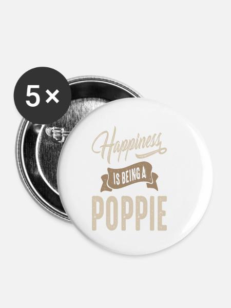 Happiness Poppie - Buttons groß 56 mm (5er Pack) - Weiß