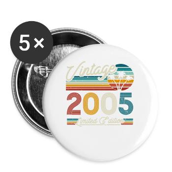 Vintage Retro Geburtstagsgeschenk 18 Jahre 2005 - Buttons groß 56 mm (5er Pack) - Weiß - Vorne