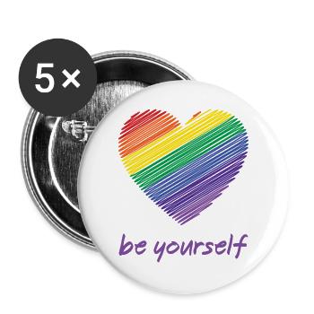 Mois de la fierté LGBTQ - Soyez vous-même - Lot de 5 grands badges (56 mm) - blanc - Devant
