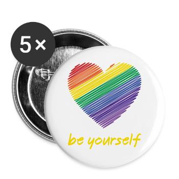 Mois de la fierté LGBTQ - Soyez vous-même - Lot de 5 grands badges (56 mm) - blanc - Devant