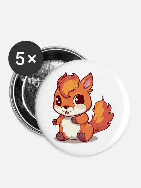 Matmat das Eichhörnchen - Buttons groß 56 mm (5er Pack) - Weiß