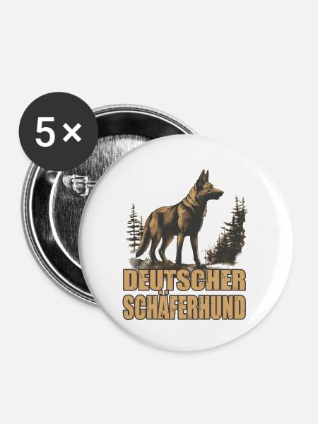 Deutscher Schäferhund Hund Hunderasse - Buttons groß 56 mm (5er Pack) - Weiß