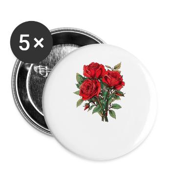 Floral Vintage Red Roses Lover Humor Flowers Fun - Buttons large 2.2''/56 mm (5-pack) - white - Front