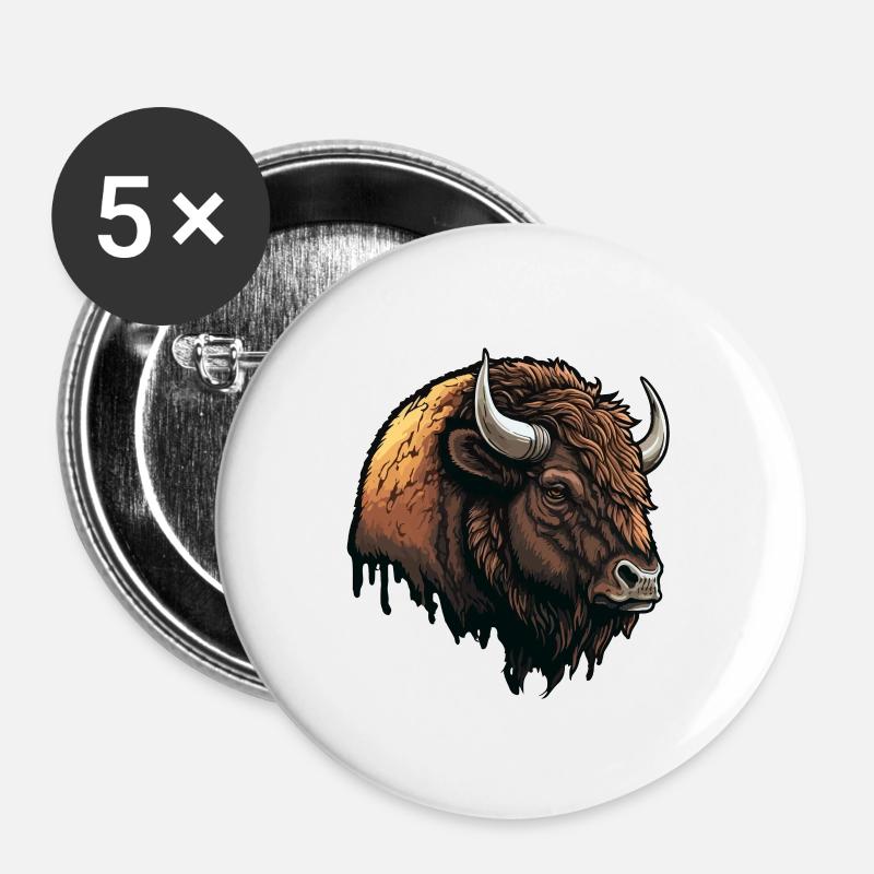 Large bison - Buttons large 2.2''/56 mm (5-pack) - white