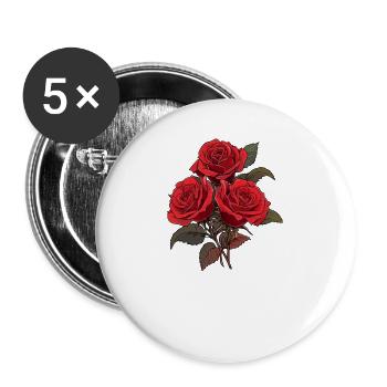 Kühle rote Blumen Liebhaber Vintage Humor Rosen Neuheit - Buttons groß 56 mm (5er Pack) - Weiß - Vorne