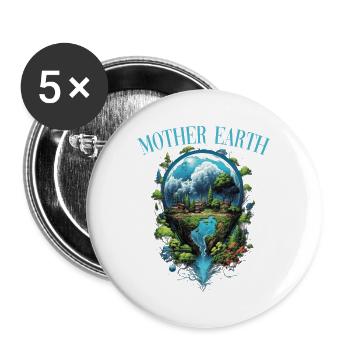 Respektier Muttererde Unseren Planeten Natur - Buttons groß 56 mm (5er Pack) - Weiß - Vorne