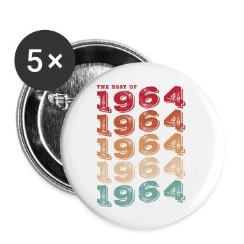 Vintage 1964 Cadeaux Légende pour 59 ans - 59ème - Lot de 5 grands badges (56 mm) - blanc - Devant