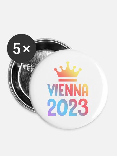 Vienna 2023 Wien Krone - Buttons groß 56 mm (5er Pack) - Weiß