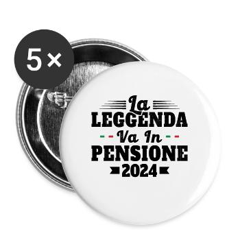 La Légende Prend Sa Retraite 2024 Italien - Lot de 5 grands badges (56 mm) - blanc - Devant