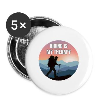 Wanderung Bergwanderer Berge Bergwandern Wandern - Buttons groß 56 mm (5er Pack) - Weiß - Vorne