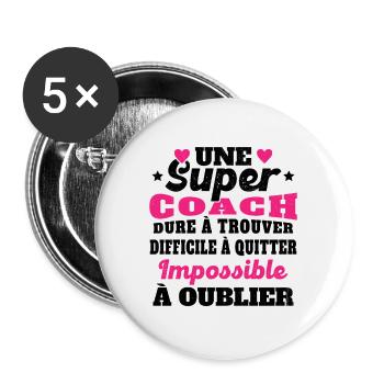 Une Super Coach Idée Femme Cadeau Humour - Lot de 5 grands badges (56 mm) - blanc - Devant