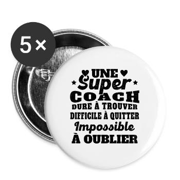 Une Super Coach Idée Femme Cadeau Humour - Lot de 5 grands badges (56 mm) - blanc - Devant