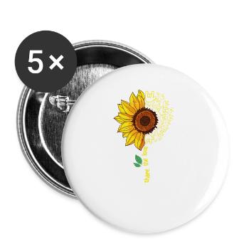 Gebärdensprache ASL American Sunflower Lover Teilen - Buttons groß 56 mm (5er Pack) - Weiß - Vorne