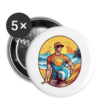 Rod beach volleyball player - Buttons large 2.2''/56 mm (5-pack) - white - Front