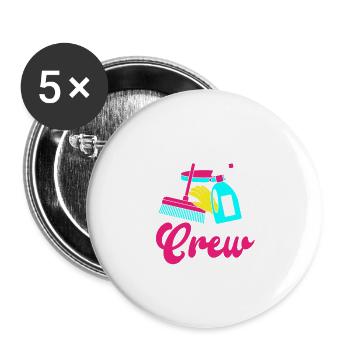Équipe de nettoyage - Lot de 5 grands badges (56 mm) - blanc - Devant