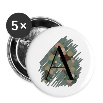 Buchstabe A - grün - Buttons groß 56 mm (5er Pack) - Weiß - Vorne