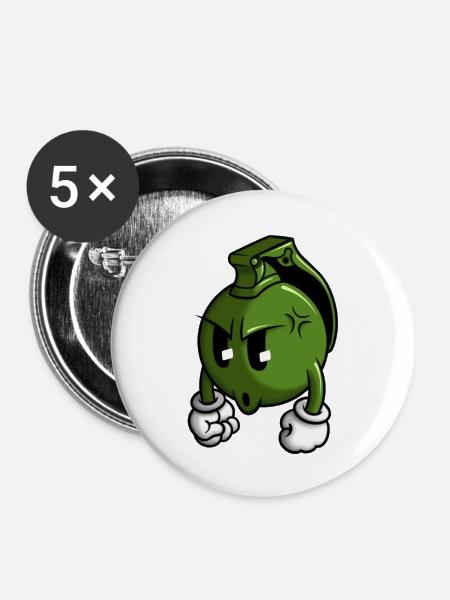 Granate - Buttons groß 56 mm (5er Pack) - Weiß