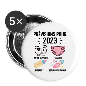 Prévisions pour 2023 Humour Futur Papa pour 2023 - Lot de 5 grands badges (56 mm) - blanc - Devant