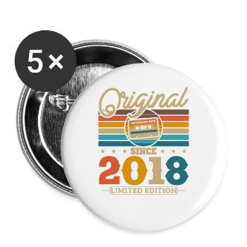 Vintage 2018 Birthday Gift - Buttons large 2.2''/56 mm (5-pack) - white - Front