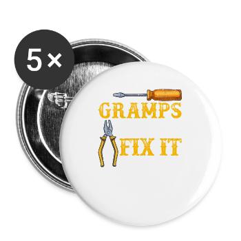 Wenn Opa es nicht reparieren kann, kann es auch - Buttons groß 56 mm (5er Pack) - Weiß - Vorne