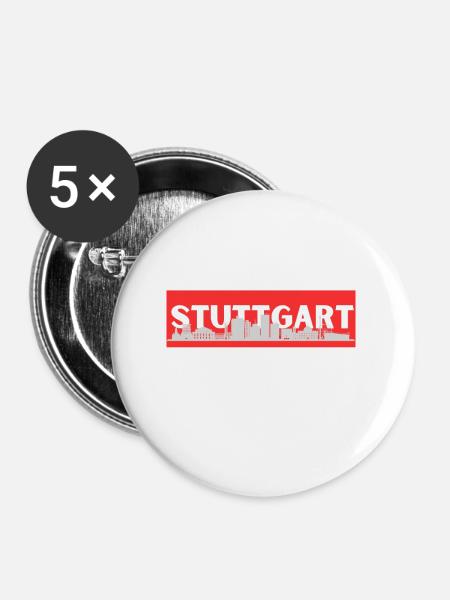 Stuttgart 1 - Buttons groß 56 mm (5er Pack) - Weiß