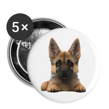 Dog Owner German Shepherd Puppy - Buttons large 2.2''/56 mm (5-pack) - white - Front