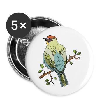 Oiseau - Lot de 5 grands badges (56 mm) - blanc - Devant