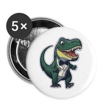 T-Rex in ATuxedo T-Rex im Anzug - Buttons groß 56 mm (5er Pack) - Weiß - Vorne