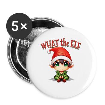 Weihnachtselfen-Design für Männer Frauen - What the Elf - Buttons groß 56 mm (5er Pack) - Weiß - Vorne