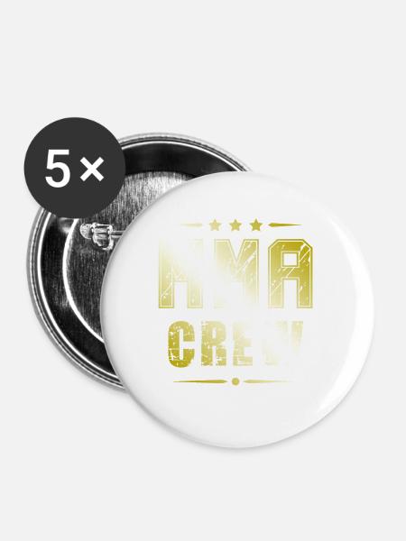 Mma Crew - Buttons groß 56 mm (5er Pack) - Weiß