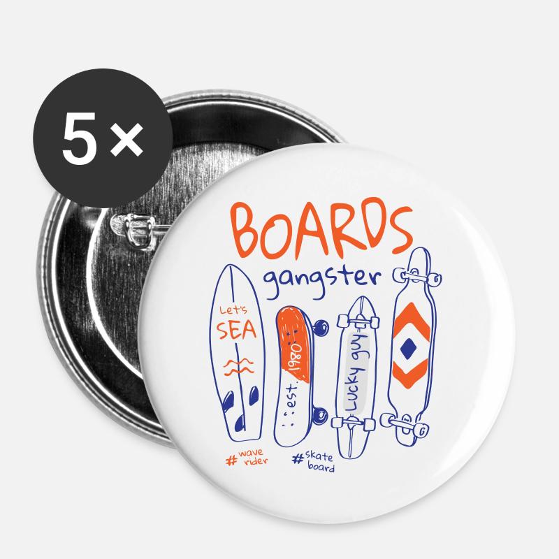 Board gangster slogan - Buttons large 2.2''/56 mm (5-pack) - white