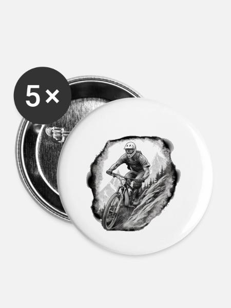 Downhiller weiß - Buttons groß 56 mm (5er Pack) - Weiß