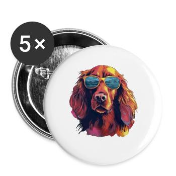 Irish Red Setter Hund Hunderasse - Buttons groß 56 mm (5er Pack) - Weiß - Vorne