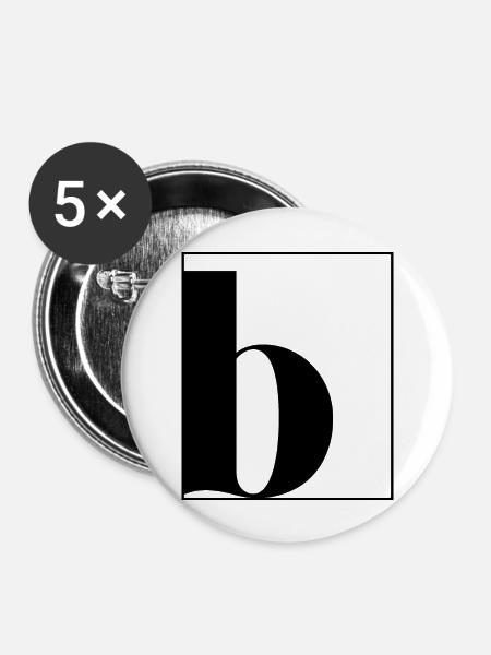 Buchstaben-Alphabet b - Buttons groß 56 mm (5er Pack) - Weiß