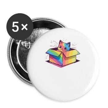 Transgender Cat Lover Cool Rainbow Lesbian Gay Pun - Buttons large 2.2''/56 mm (5-pack) - white - Front