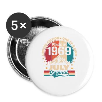 1969 July vintage made July 1969 Gift - Buttons large 2.2''/56 mm (5-pack) - white - Front