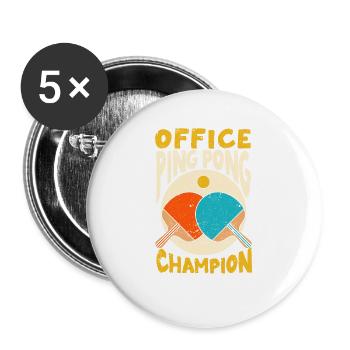 Büro Ping Pong Champion Lustiger Tischtennisball - Buttons groß 56 mm (5er Pack) - Weiß - Vorne