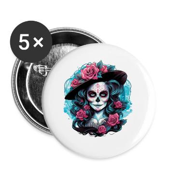 La Catrina - Lot de 5 grands badges (56 mm) - blanc - Devant
