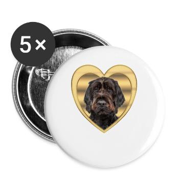 German Wirehaired Dog - Dog Lovers - Dogs Heart - Buttons large 2.2''/56 mm (5-pack) - white - Front