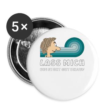 COMIC KOPF LASS MICH - Buttons groß 56 mm (5er Pack) - Weiß - Vorne