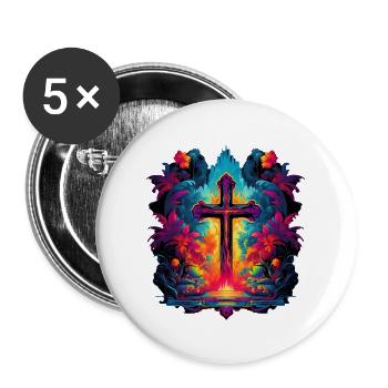 Croiser Jésus - Lot de 5 grands badges (56 mm) - blanc - Devant