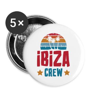 Ibiza Crew - Buttons groß 56 mm (5er Pack) - Weiß - Vorne